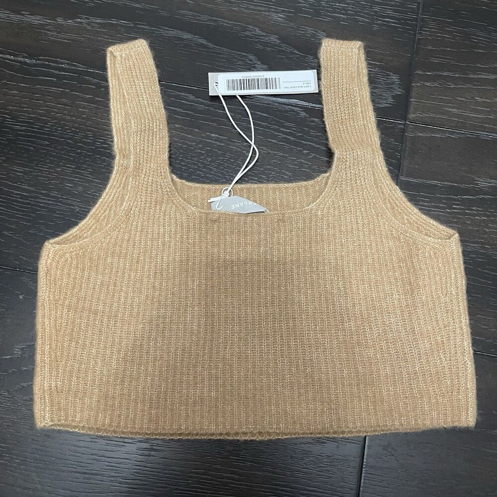 EVERLANE Sweater Tank Top Small Camel NEW Crop Top Ribbed Knit Soft Cozy Wool - Picture 6 of 13
